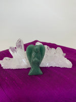 Load image into Gallery viewer, Lovely Aventurine angel is perfect for your altar, meditation space, to hold while meditating, or anywhere you want to radiate the energy of prosperity &amp; compassion. ♥.  A great gift too! Aventurine is a stone of prosperity (another crystal I used to keep in my cash register :). It is also associated with leadership &amp; decisiveness. It promotes compassion and empathy and helps in emotional recovery. Physically, it is said to relieve migraines and allergies. Size is approximately 2&quot; tall. 
