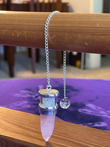 Pendulum: Sterling Silver & Rose Quartz & Herkimer Diamond