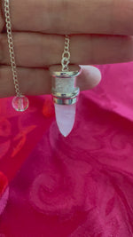 Load and play video in Gallery viewer, Pendulum: Sterling Silver &amp; Rose Quartz &amp; Herkimer Diamond
