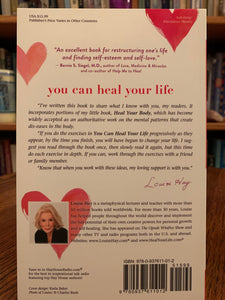 Close-up back Cover. You Can Heal Your Life by the amazing Louise Hay. This is one of the first books I ever read as I transformed my own life spiritually and re-oriented my belief about healing to a holistic and natural approach. It is a wonderful book with profound information about healing, self-healing and self-love, in which Hay tells her own story of transformation and healing and of how she beat cancer in natural ways. Cost is $15.99.