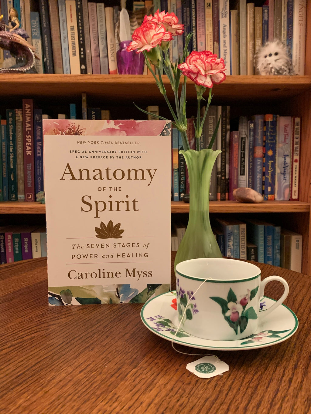 Anatomy of the Spirit by Caroline Myss is a book about healing through the understanding that it is emotional/psychological stresses and unhealthy attitudes and behaviors that create problems and dis-ease in our bodies - that these stresses correspond to certain parts of the body that then become imbalanced and unhealthy. $17.99