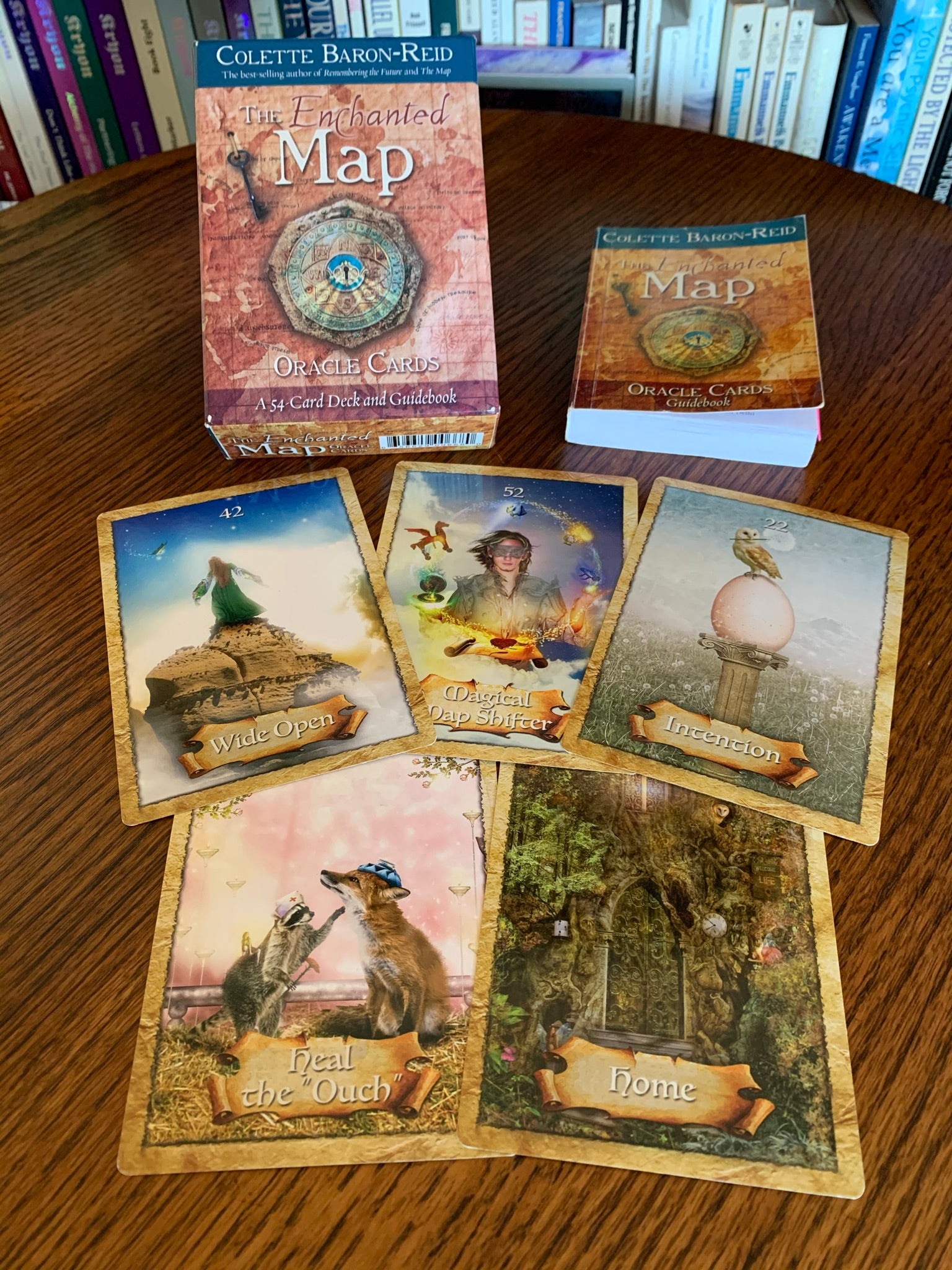 The Enchanted Map Oracle Cards by Colette Baron Reid, includes 54 cards, a guidebook and an box for storing them. An enchanting deck with lovely artwork. Another one of my favorite decks, it gives you the tough answers (e.g. "rock bottom" & "Ghostlands") which are necessary for self-growth and understanding, as well as uplifting messages (e.g. "Coming to Life" & "Peaks of Joy."). Colette Baron-Reid is a psychic medium, intuitive counselor and best-selling author. Price is $21.99.