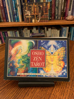 Load image into Gallery viewer, Photo of the front of the guidebook. Osho Zen Tarot Deck is beautifully illustrated and an excellent all-around deck for receiving guidance on important questions or issues. The set includes 79 tarot cards (one more than the traditional 78 - the extra card is called &quot;The Master&quot;). This deck consists of the 56 minor arcana and 23 major arcana, but is not a traditional in some other ways - the extra card, the suits (e.g. clouds), etc. It was my go-to deck for many years. Price is $29.99.
