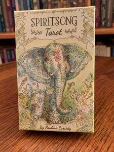 The Spiritsong Tarot deck offers gorgeous and intricate illustrations and cards that represent the power and majesty of animals based on Shamanic symbolism. Illustrations are pretty and fanciful. "Spiritsong Tarot energizes the cards of the traditional tarot with the majestic beauty and wisdom of 78 animals that have been called upon to help guide you on your life journey."  The set includes 78 cards, a guidebook and box for storage. Cost is $23.95.