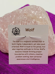 This is a photo of the information about wolf and its lessons, that is printed on the back of pendant card, and is included with your purchase of the wolf animal spirit pendant.
