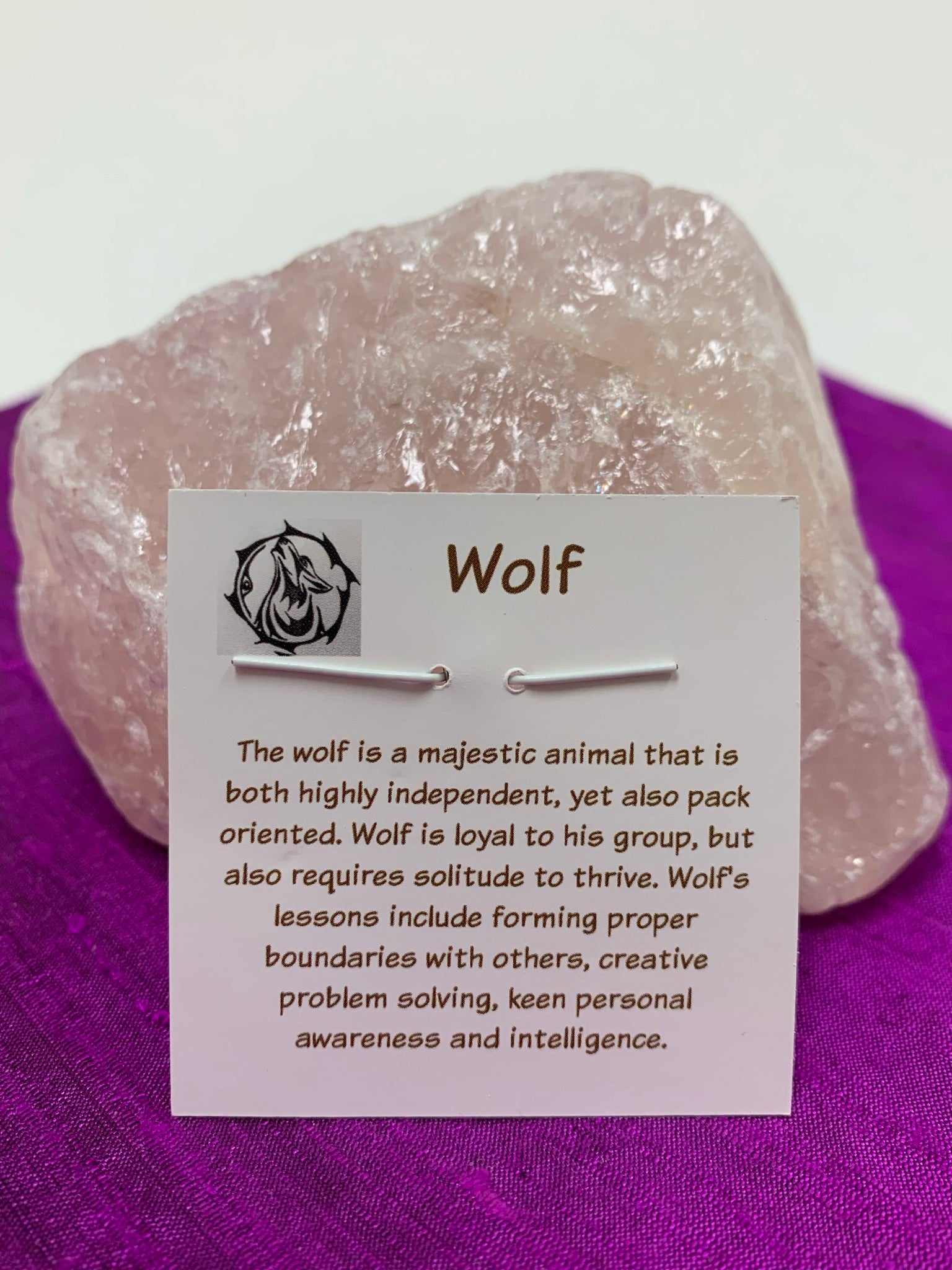 Information about the wolf spirit animal and its lessons, printed on the back of the pendant card, is included with your purchase of the pendant.