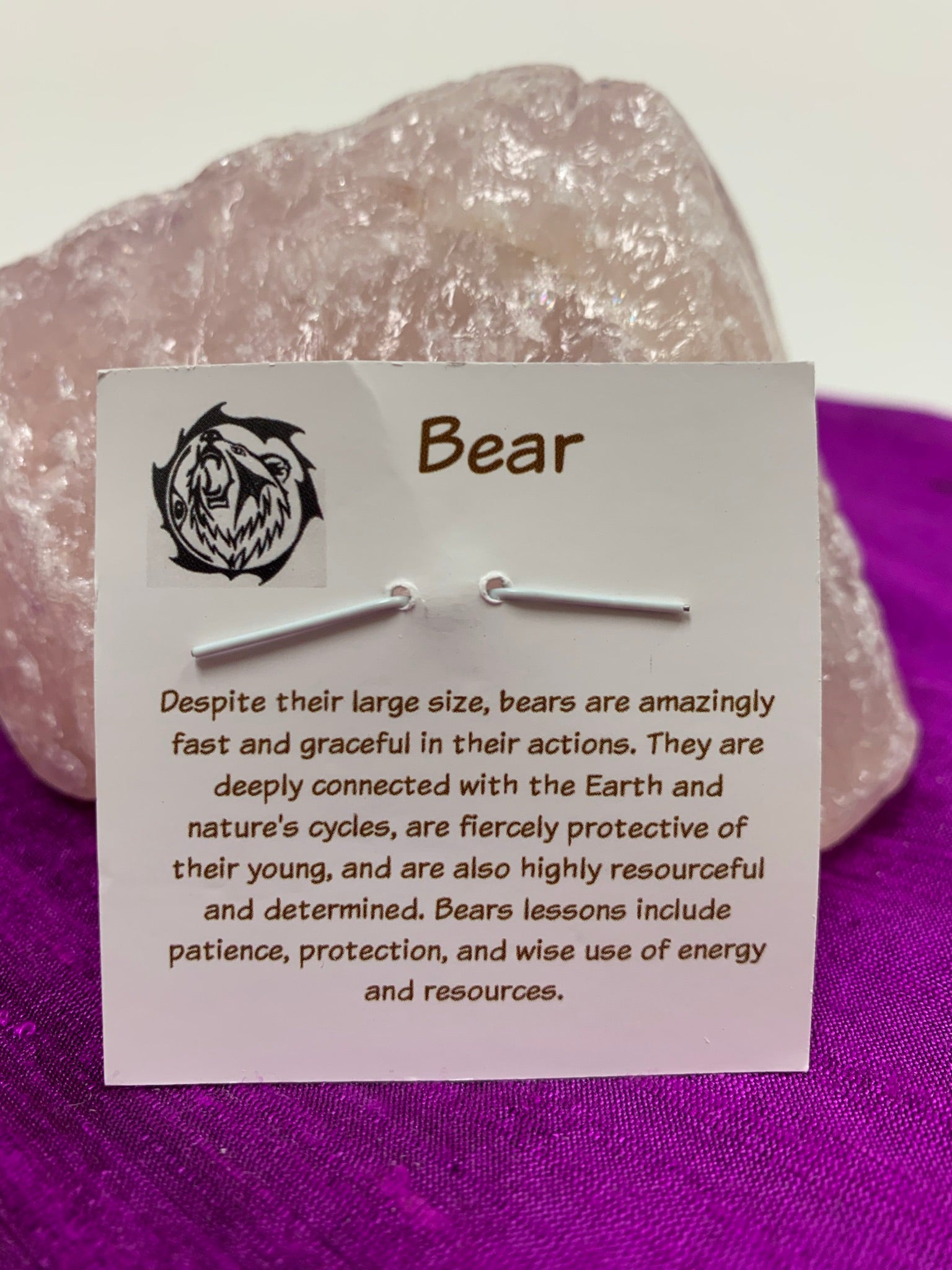 Information about bear and its lessons is printed on the back of the pendant card and included with your purchase of the pendant.