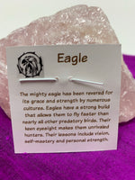 Load image into Gallery viewer, Information about eagle and its lessons is printed on the back of the pendant card and included with your purchase of the pendant. 
