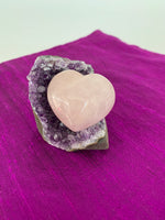 Load image into Gallery viewer, High quality Rose Quartz heart is perfect for your altar, meditation space or to hold while meditating, or anywhere you want to radiate the energy of love ♥.  A great gift too! Rose quartz is the &quot;stone of unconditional love &amp; infinite peace.&quot; It opens the heart and soothes emotional distress. Size is approximately 40mm.
