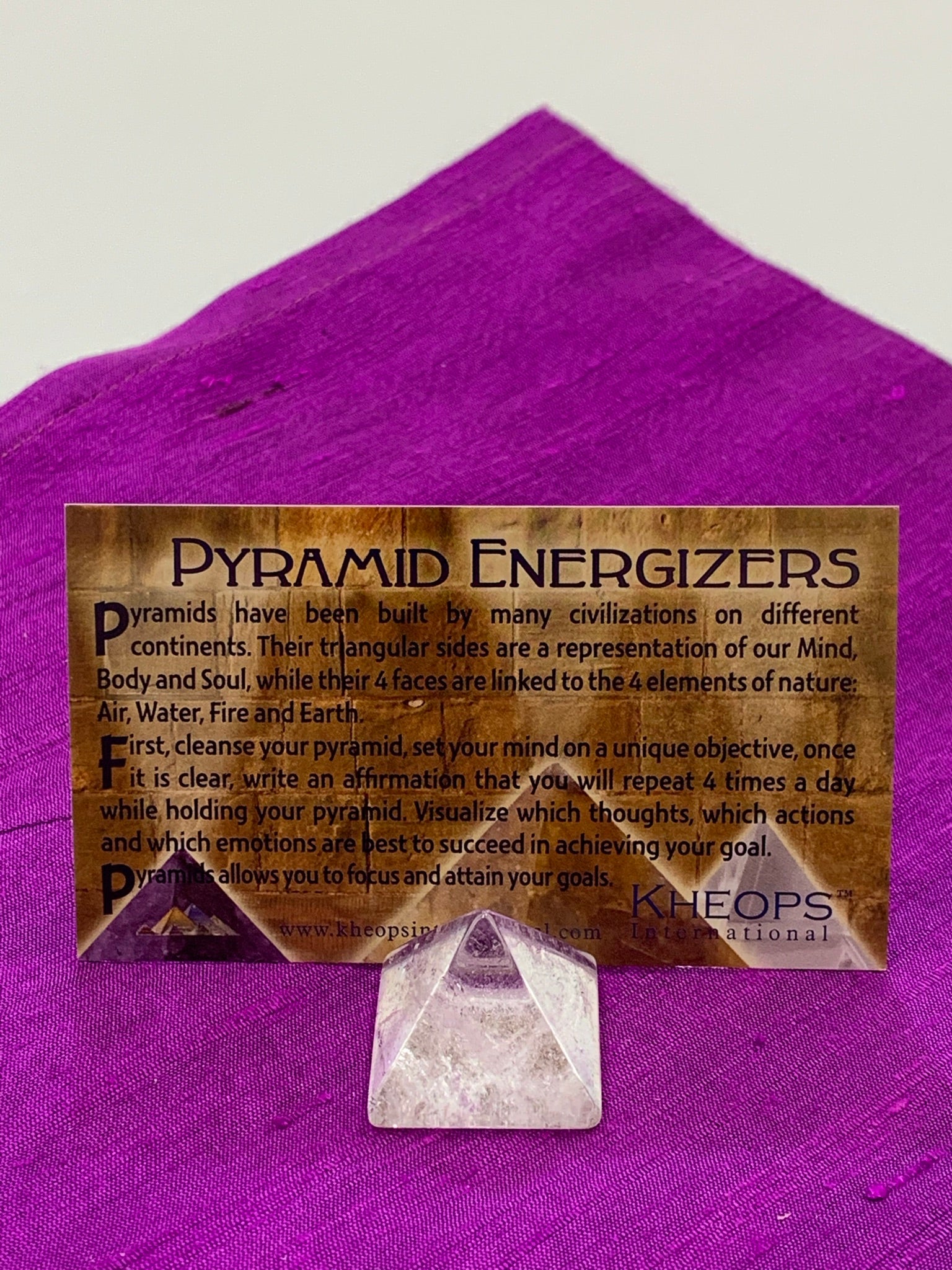 This is a photo of the informational and instructional card that comes with the pyramid. 