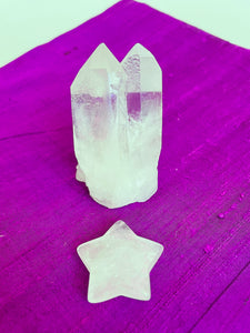 This powerful little quartz crystal star can be used for meditation, healing, for your altar, or as décor for any room in your home or office. Easy to slip right into your pocket so you can take the energy of Quartz everywhere you go.  Quartz is the "most powerful healing and energy amplifier on the planet" (Judy Hall). Approximately 1¼". Cost is $6. 
