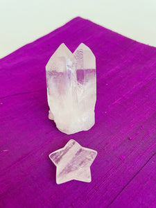 This powerful little quartz crystal star can be used for meditation, healing, for your altar, or as décor for any room in your home or office. Easy to slip right into your pocket so you can take the energy of Quartz everywhere you go.  Quartz is the "most powerful healing and energy amplifier on the planet" (Judy Hall). Approximately 1¼". Cost is $6.