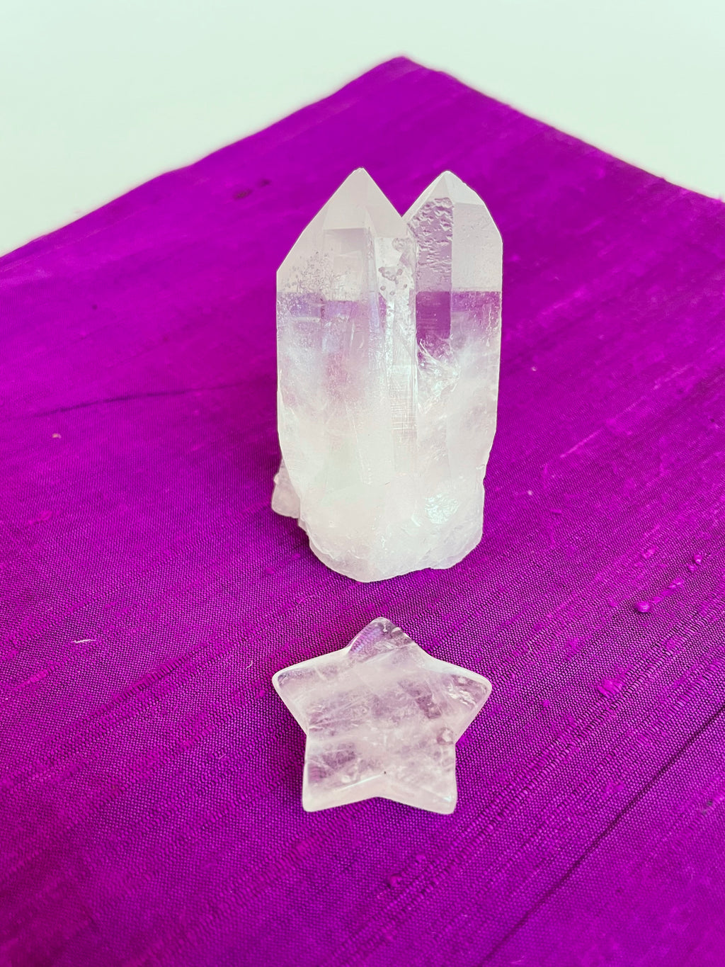 This powerful little quartz crystal star can be used for meditation, healing, for your altar, or as décor for any room in your home or office. Easy to slip right into your pocket so you can take the energy of Quartz everywhere you go.  Quartz is the "most powerful healing and energy amplifier on the planet" (Judy Hall). Approximately 1¼". Cost is $6.  