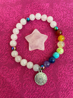 Load image into Gallery viewer, This sweet little rose quartz crystal star can be used for meditation, healing, as an altar piece or as décor for any room in your home or office. Makes a wonderful gift too! Easy to slip right into your pocket so you can take the energy of rose quartz wherever you go! Rose quartz is the &quot;stone of unconditional love &amp; infinite peace.&quot; (Judy Hall). Approx. 1¼&quot;. Cost is $6. 

