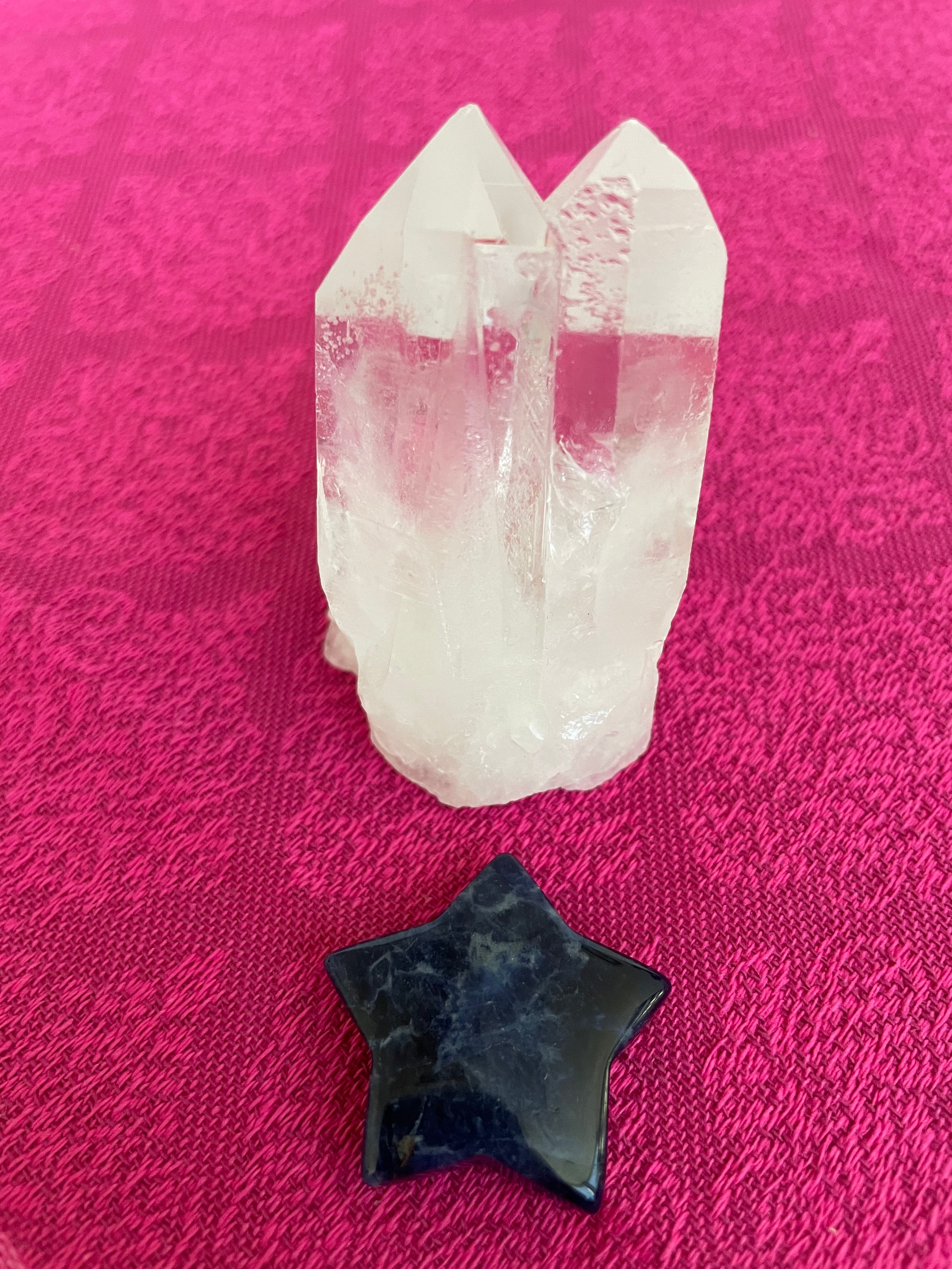 ﻿This powerful little sodalite crystal star can be used for meditation, healing, as an altar piece or as décor for any room in your home or office. Makes a wonderful gift too! Easy to slip right into your pocket so you can take the energy of sodalite wherever you go! Sodalite "Unites logic with intuition and opens spiritual perception" (Judy Hall). Approx. 1¼". Cost is $6. 